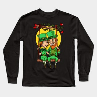 Irish Leprechaun Couple St Valentines Day Long Sleeve T-Shirt